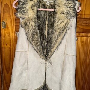 Fever Cream Faux Fur Trim Vest